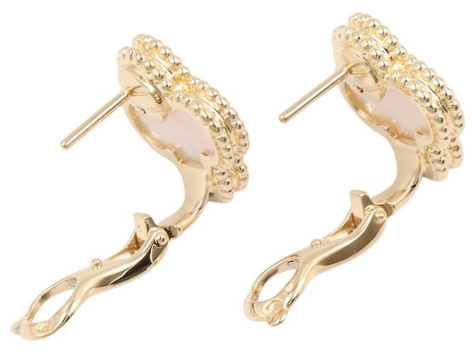 Van Cleef & Arpels Vintage Alhambra Ohrringe Weiß Golden - Ansicht 3