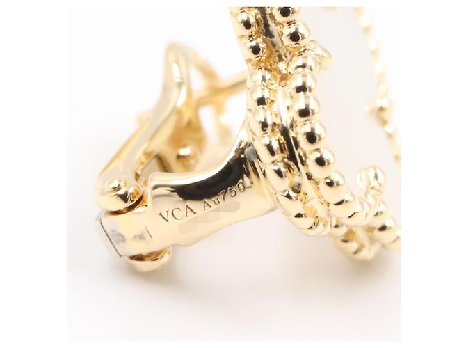 Van Cleef & Arpels Vintage Alhambra Ohrringe Weiß Golden - Ansicht 4