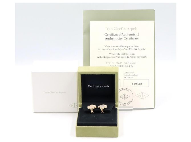 Van Cleef & Arpels Vintage Alhambra Ohrringe Weiß Golden - Ansicht 5