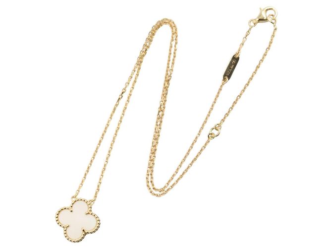 Collana Van Cleef & Arpels Vintage Alhambra in madreperla Bianco D'oro - vista 2