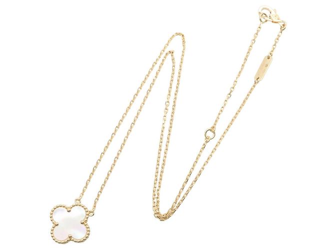 Collana Van Cleef & Arpels Vintage Alhambra in madreperla Bianco D'oro - vista 2