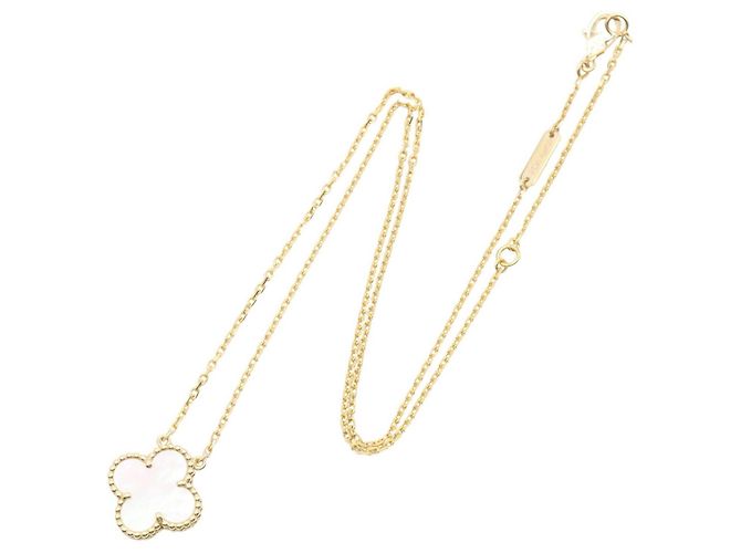 Collana Van Cleef & Arpels Vintage Alhambra in madreperla Bianco D'oro - vista 2