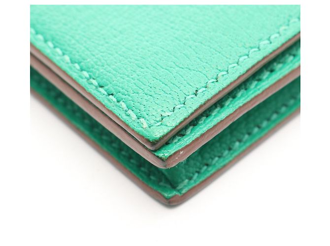 Hermès Portafoglio lungo bi-fold Hermes Bearn Soufflé Verde - vista 10