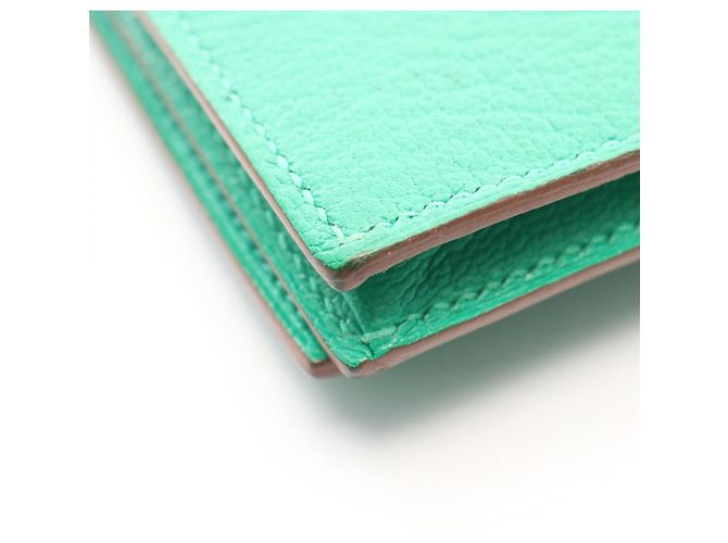 Hermès Portafoglio lungo bi-fold Hermes Bearn Soufflé Verde - vista 11