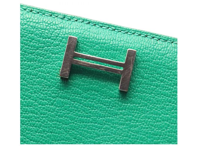 Hermès Portafoglio lungo bi-fold Hermes Bearn Soufflé Verde - vista 13