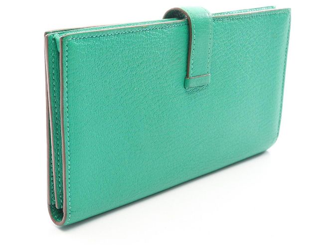 Hermès Portafoglio lungo bi-fold Hermes Bearn Soufflé Verde - vista 2