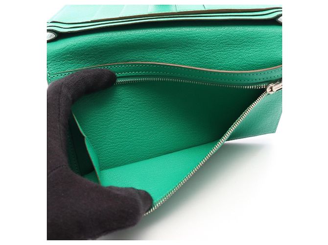 Hermès Portafoglio lungo bi-fold Hermes Bearn Soufflé Verde - vista 4