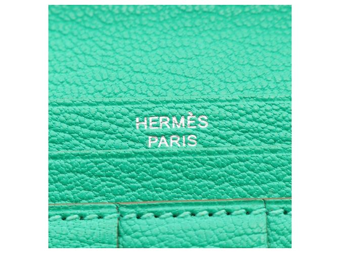 Hermès Portafoglio lungo bi-fold Hermes Bearn Soufflé Verde - vista 5