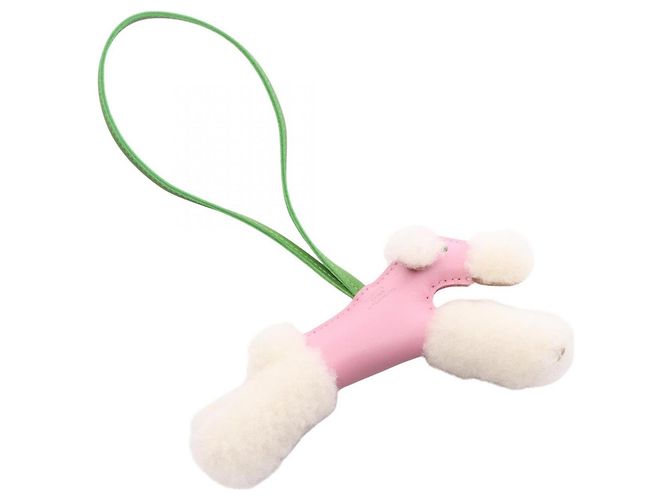 Charm Buddy Hermès in agnello rosa verde bianco Verde chiaro - vista 2