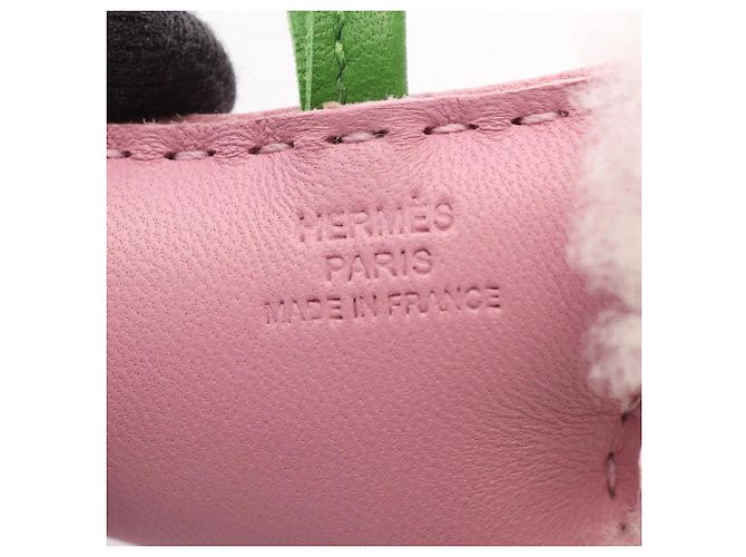 Charm Buddy Hermès in agnello rosa verde bianco Verde chiaro - vista 3