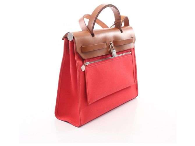 Hermès Hermes Herbag Zip PM 2-Way Handtasche Braun Pink Rot - Ansicht 2