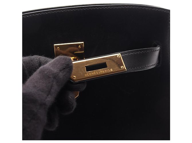 Hermès Borsa a tracolla/Borsa a mano Hermes Kelly Sport MM in vitello nero - vista 11