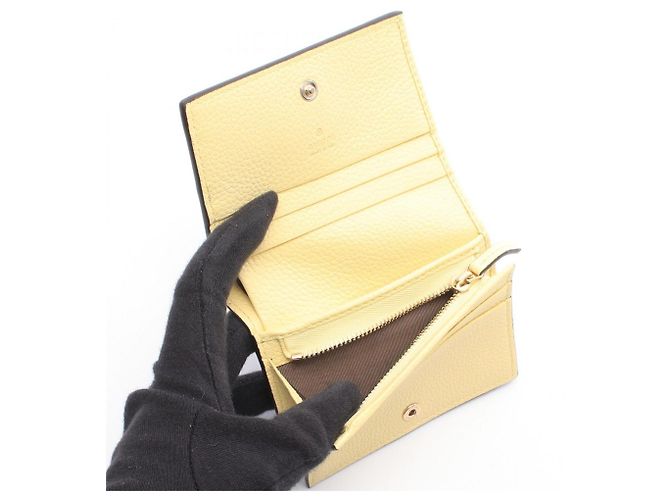 Cartera bi-fold Gucci GG Supreme Double G Castaño Beige Amarillo - vista 3