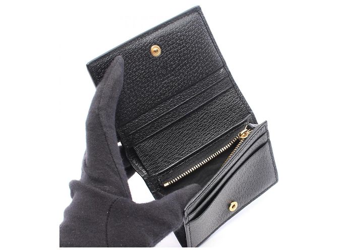 Cartera bi-fold Gucci Petite Marmont GG Fruit Pattern Negro Dorado - vista 3