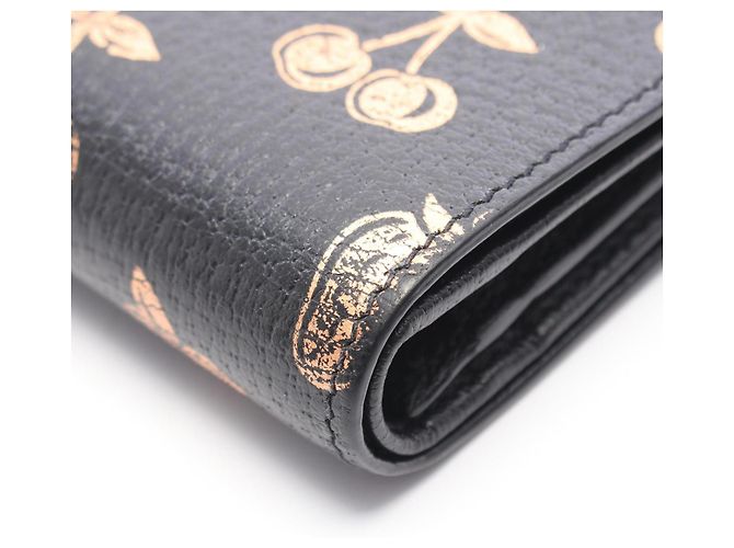 Cartera bi-fold Gucci Petite Marmont GG Fruit Pattern Negro Dorado - vista 8