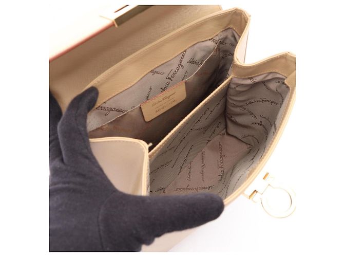 Borsa 2-Way Gancini Salvatore Ferragamo Beige - vista 3