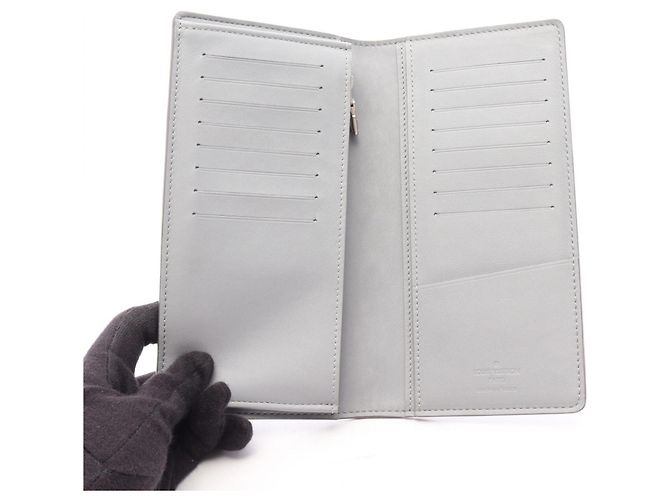 Brazza Louis Vuitton Gray Leather Bi-Fold Long Wallet Brown - view 3