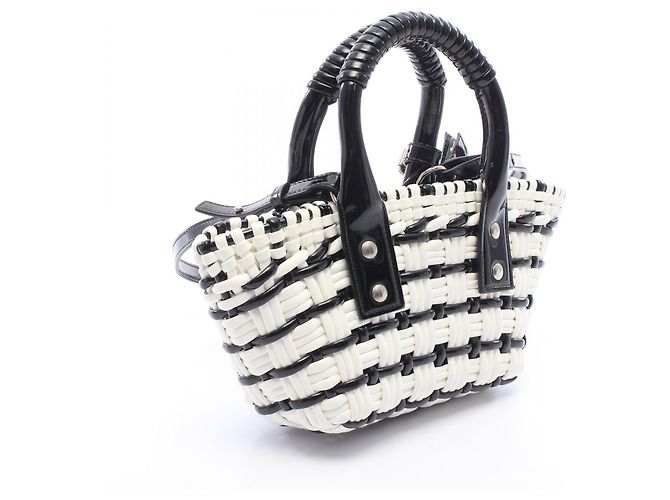 Balenciaga BISTRO XXS Borsa Cesto Bistro Nero Bianco - vista 2