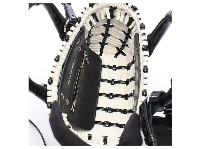 Balenciaga BISTRO XXS Borsa Cesto Bistro Nero Bianco - vista 3