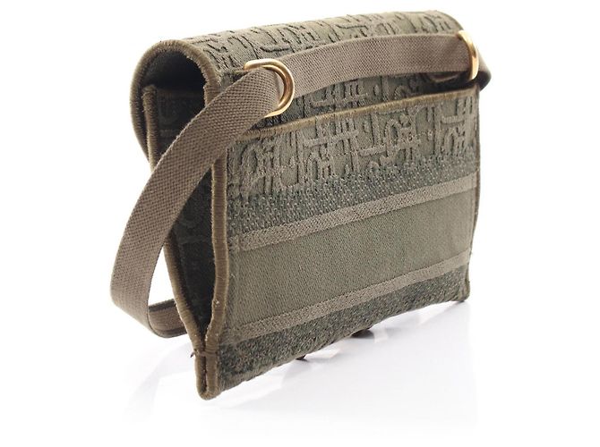 Borsa Saddle Christian Dior in pelle kaki Cachi - vista 2