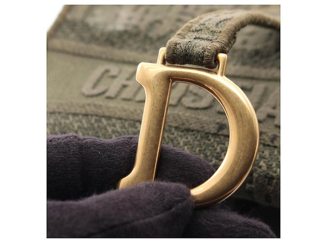 Borsa Saddle Christian Dior in pelle kaki Cachi - vista 9