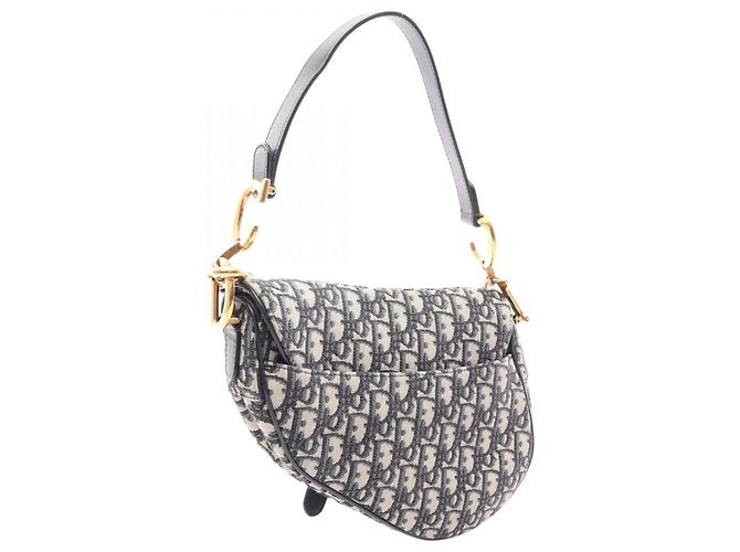 Borsa Dior Saddle Christian Dior Beige Blu navy - vista 2