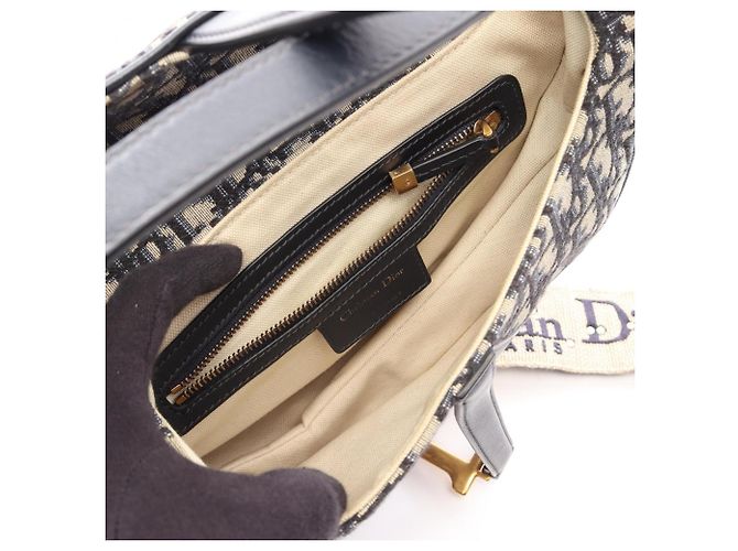 Borsa Dior Saddle Christian Dior Beige Blu navy - vista 3