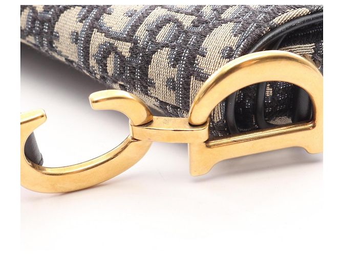 Borsa Dior Saddle Christian Dior Beige Blu navy - vista 6