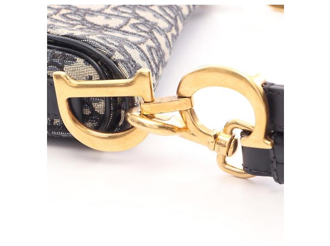 Borsa Dior Saddle Christian Dior Beige Blu navy - vista 7