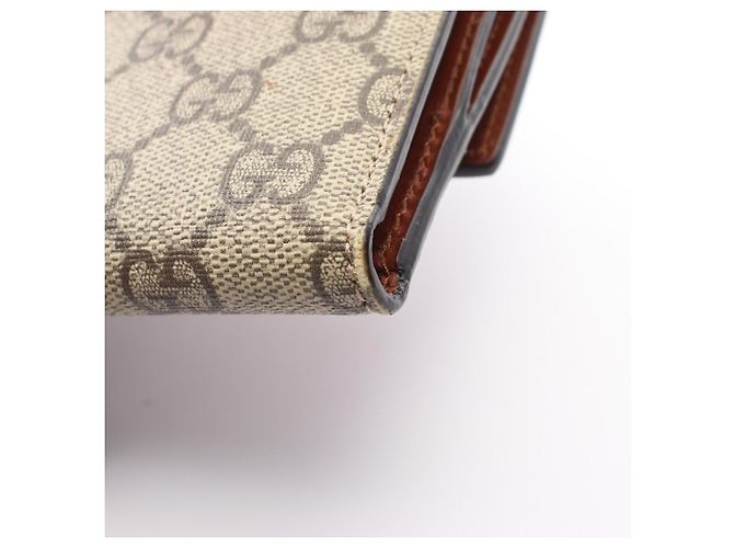 Gucci GG Supreme W-Hook Geldbörse Braun Beige - Ansicht 10