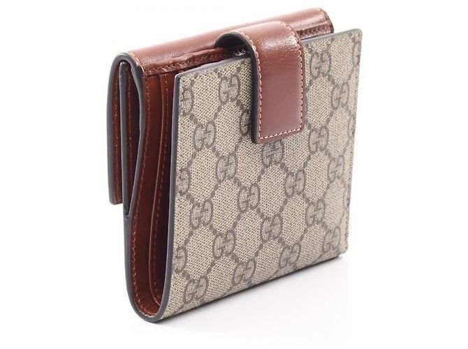 Gucci GG Supreme W-Hook Geldbörse Braun Beige - Ansicht 2