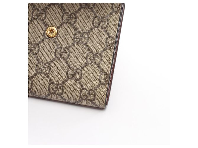 Gucci GG Supreme W-Hook Geldbörse Braun Beige - Ansicht 9