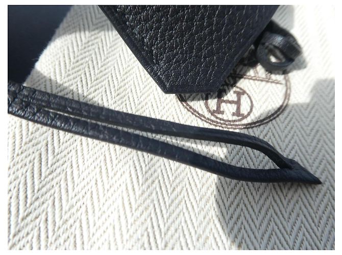 Hermès Clochette in pelle nera per Haut à Courroies Birkin Voyage Nero - vista 3