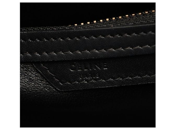 Céline Borsa Tote Celine Luggage Micro Shopper Nero Beige Crudo - vista 4