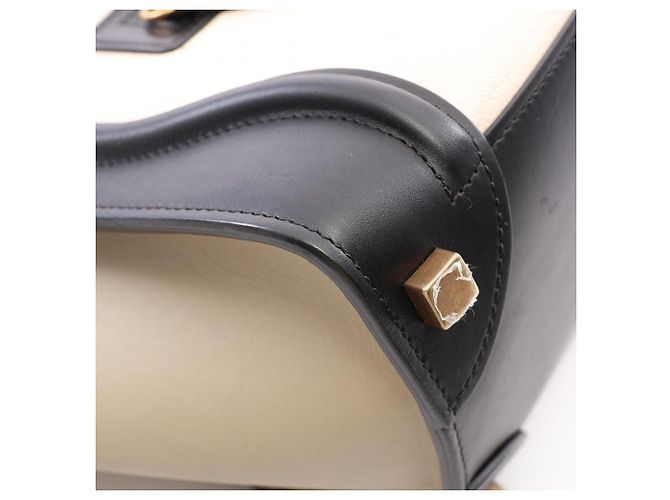 Céline Borsa Tote Celine Luggage Micro Shopper Nero Beige Crudo - vista 5