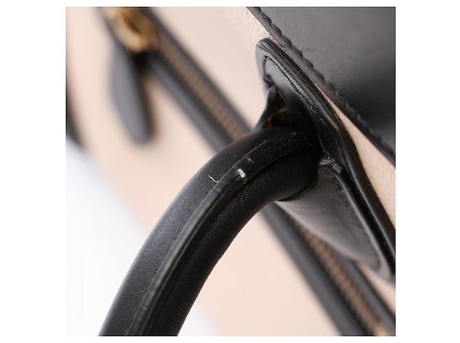 Céline Borsa Tote Celine Luggage Micro Shopper Nero Beige Crudo - vista 8