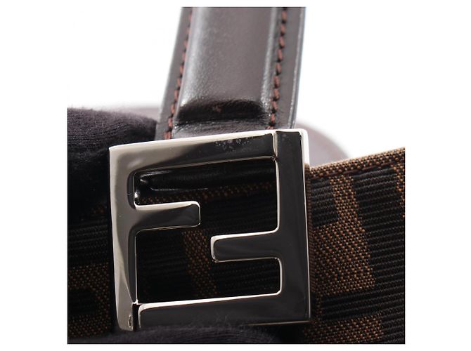 Borsa Tote Fendi Zucca Marrone e Nera Pelle e Tela Nero - vista 10