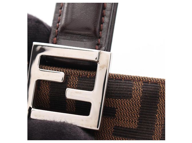 Borsa Tote Fendi Zucca Marrone e Nera Pelle e Tela Nero - vista 11