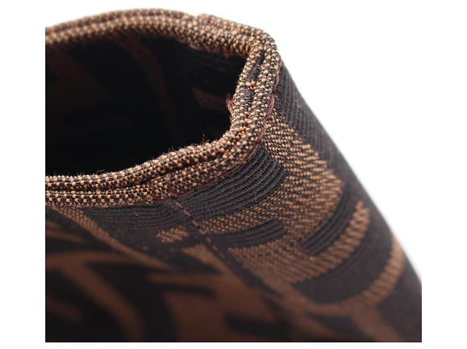 Borsa Tote Fendi Zucca Marrone e Nera Pelle e Tela Nero - vista 7