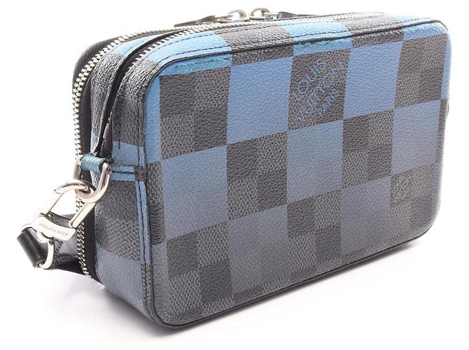 Borsa a tracolla Louis Vuitton Alpha Wearable Wallet Nero Blu Damier ebene - vista 2