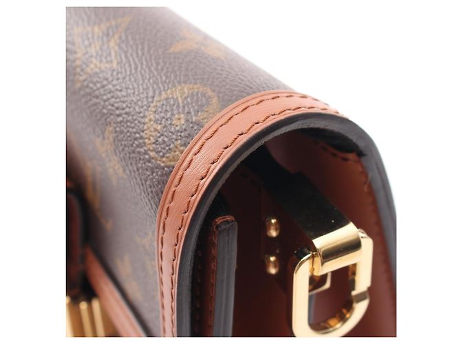 Louis Vuitton Dauphine Mini Schultertasche Braun Beige Monogramm - Ansicht 8
