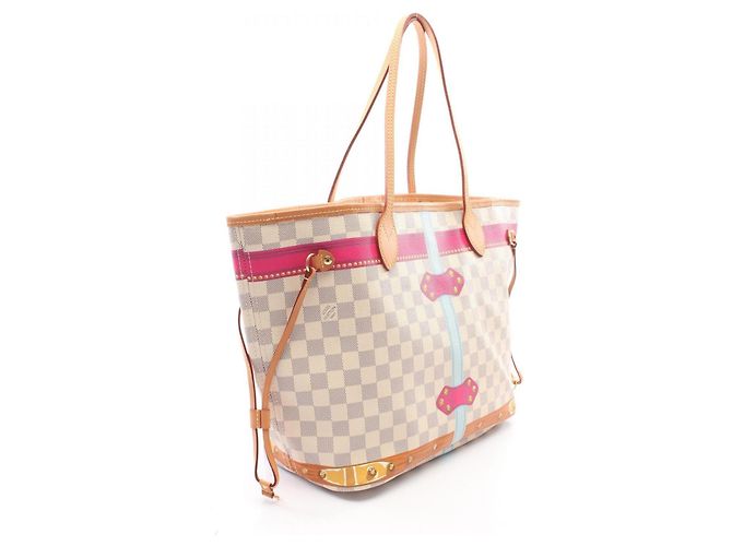 Louis Vuitton Neverfull MM Summer Trunk Tote Bag Weiß Mehrfarben - Ansicht 2