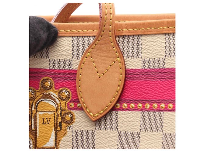 Louis Vuitton Neverfull MM Summer Trunk Tote Bag Weiß Mehrfarben - Ansicht 8