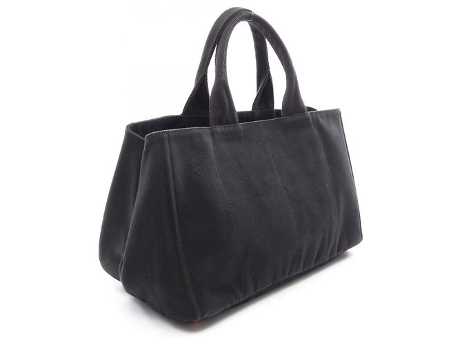 Prada Canapa Canvas Tote Handtasche Schwarz - Ansicht 2