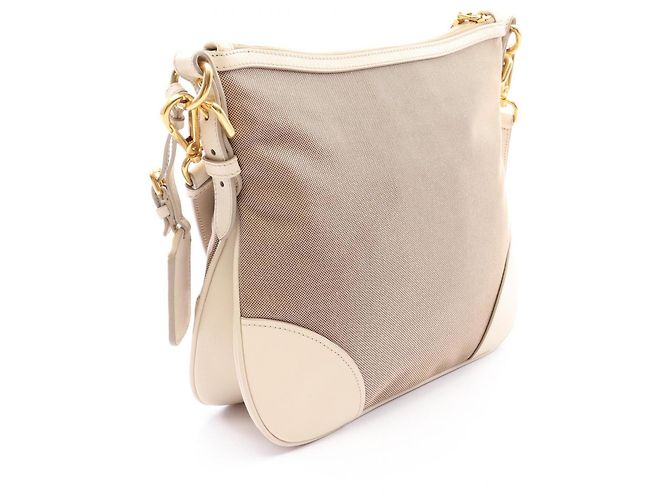Bolsa de Ombro Prada LOGO JACQUARD Bege Cru - vista 2