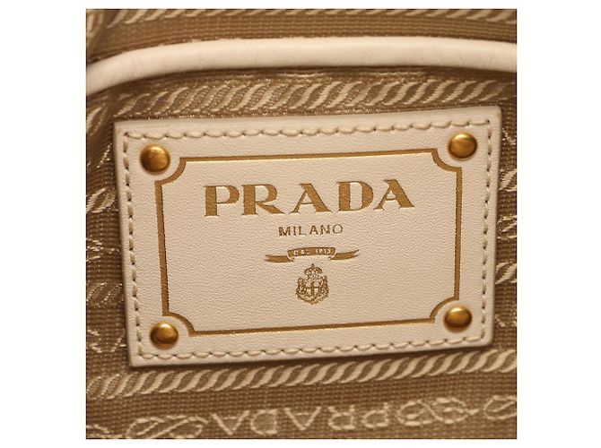 Bolsa de Ombro Prada LOGO JACQUARD Bege Cru - vista 4