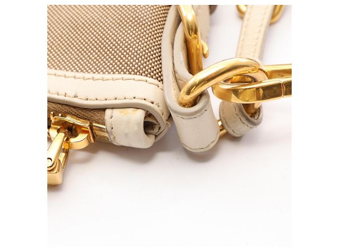 Bolsa de Ombro Prada LOGO JACQUARD Bege Cru - vista 5