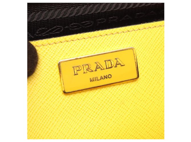 Borsa Tote 2-Way Prada Saffiano Lux Yellow Giallo - vista 4
