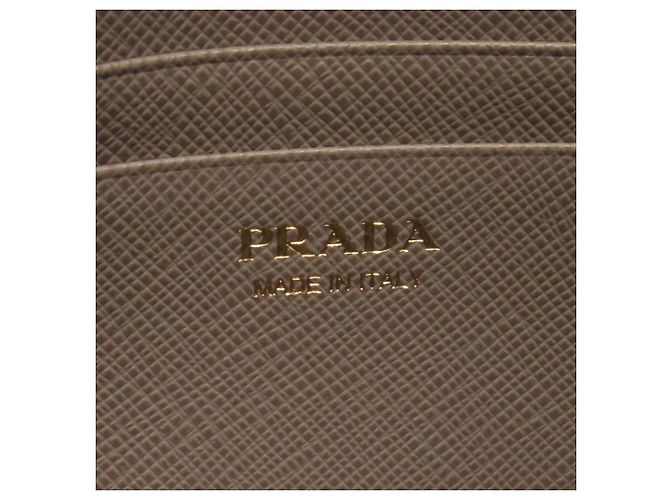 Prada Saffiano Schultertasche mit Triangle-Logo Beige - Ansicht 4