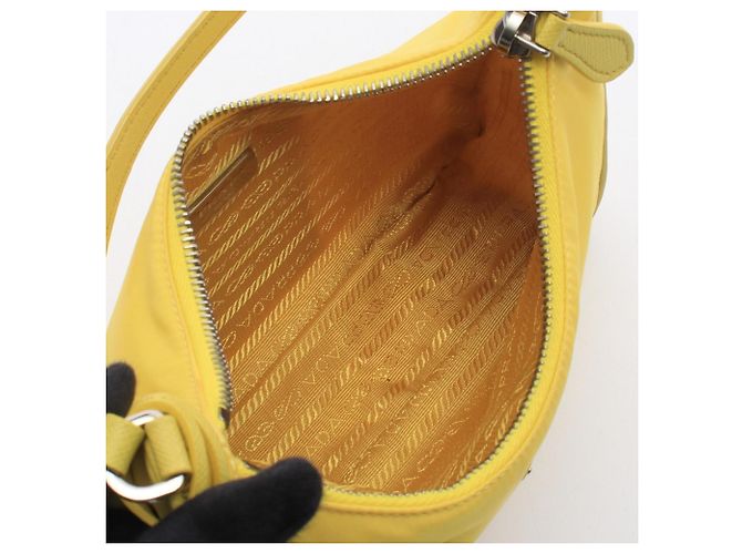 Borsa Prada TESSUTO+SAFFIANO Giallo - vista 3